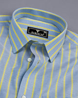 Relish Gray With Yellow Stripe Oxford Cotton Formal Shirt