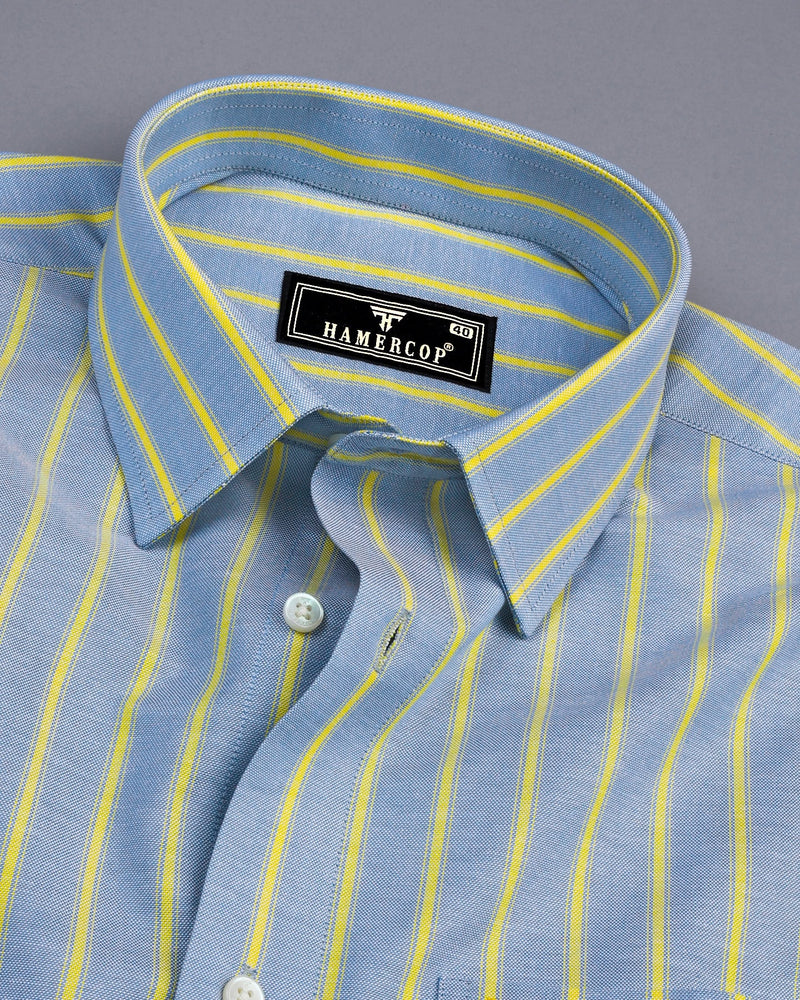 Relish Gray With Yellow Stripe Oxford Cotton Formal Shirt