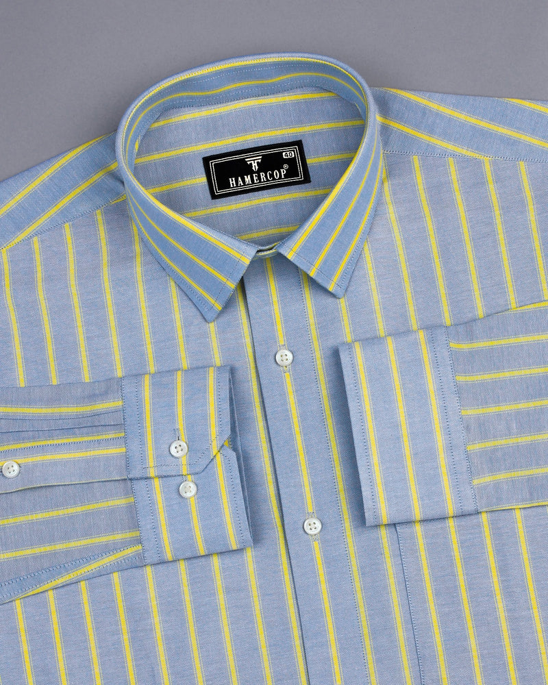 Relish Gray With Yellow Stripe Oxford Cotton Formal Shirt