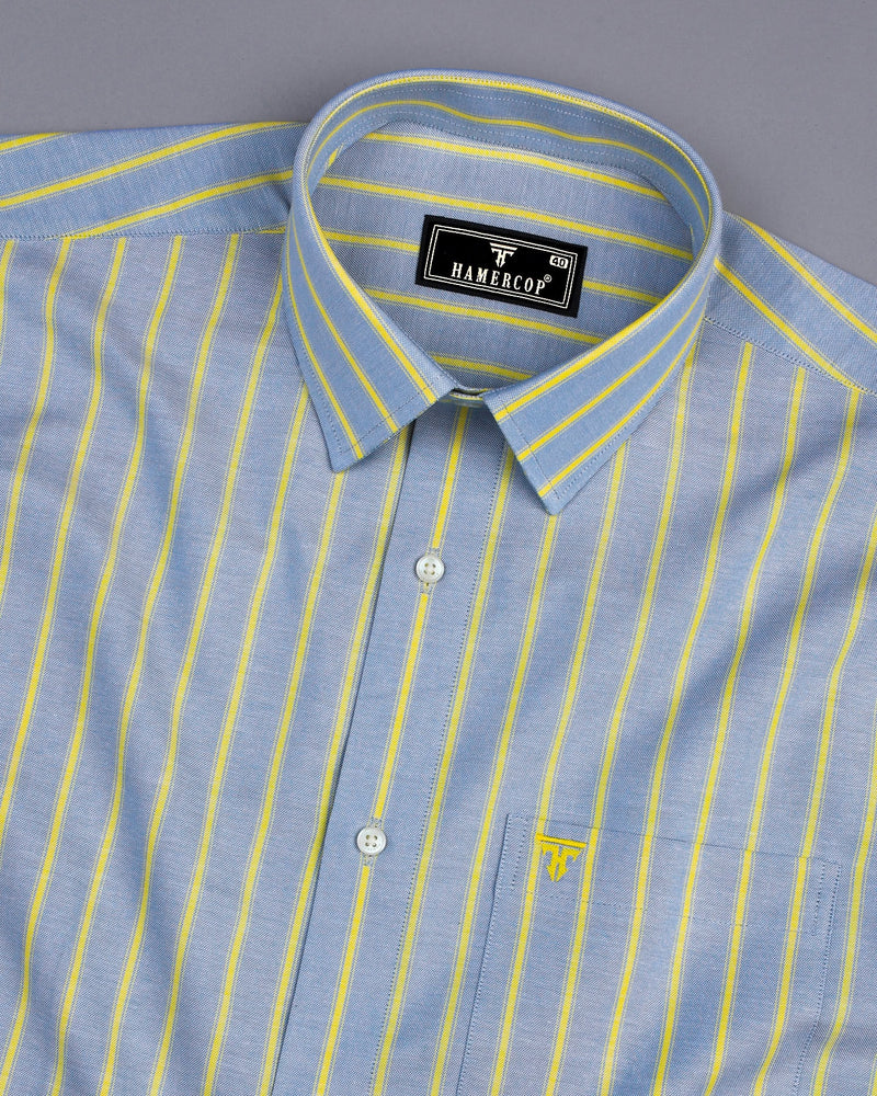 Relish Gray With Yellow Stripe Oxford Cotton Formal Shirt