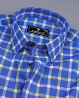 Aster Blue With Yellow Check Oxford Cotton Shirt