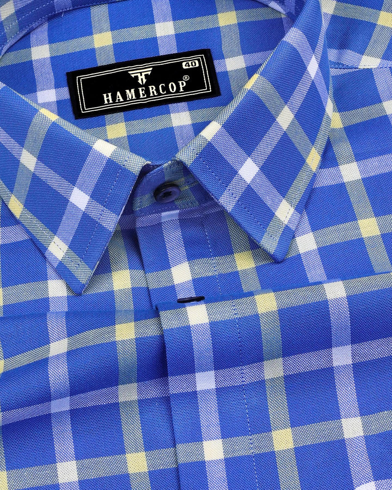 Aster Blue With Yellow Check Oxford Cotton Shirt