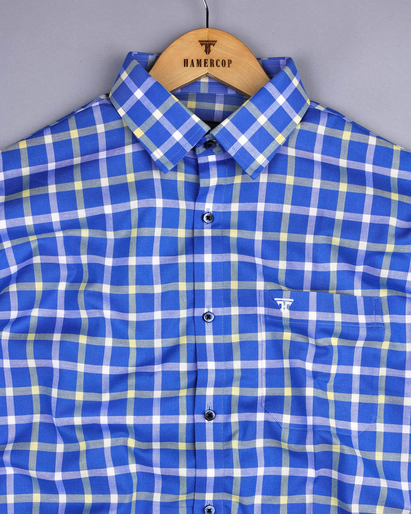 Aster Blue With Yellow Check Oxford Cotton Shirt