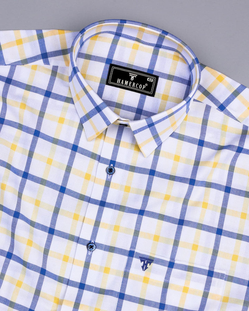 Aster White With Yellow Check Oxford Cotton Shirt