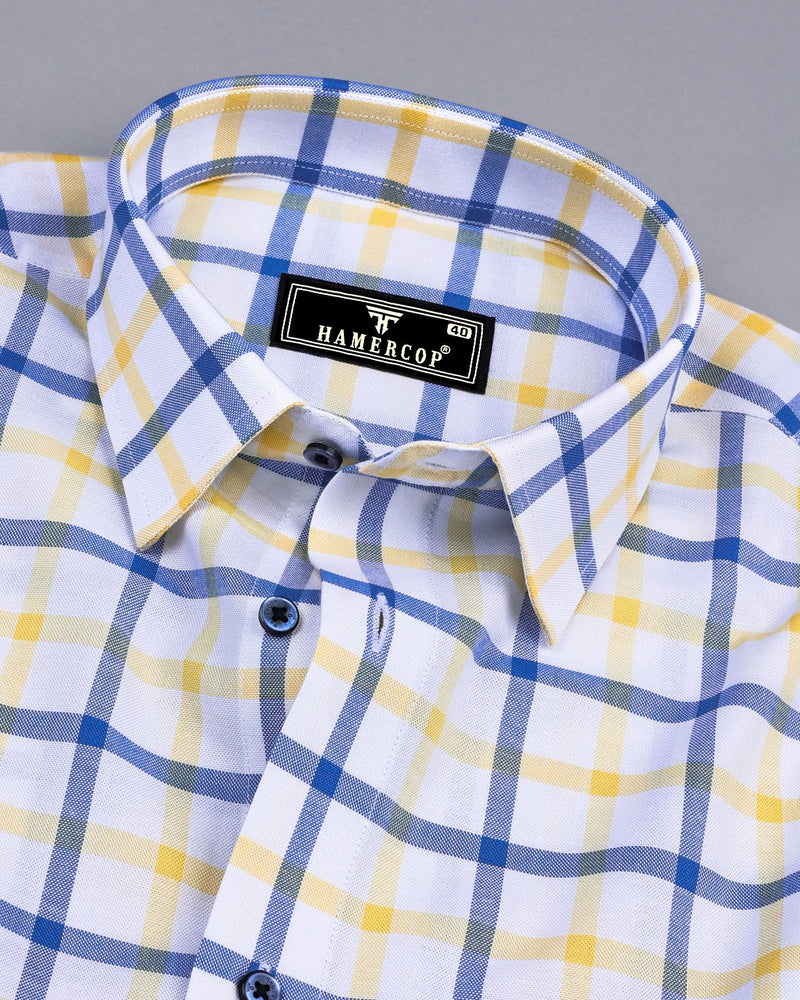 Aster White With Yellow Check Oxford Cotton Shirt