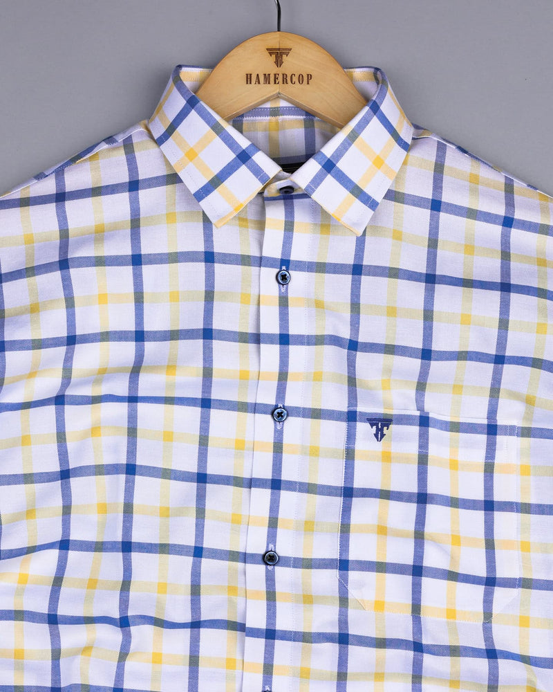 Aster White With Yellow Check Oxford Cotton Shirt