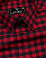 Bandon Red With Black Check Oxford Cotton Shirt