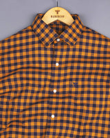 Bandon Mustard With Blue Check Oxford Cotton Shirt