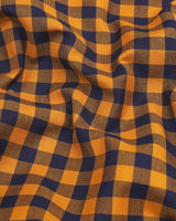 Bandon Mustard With Blue Check Oxford Cotton Shirt