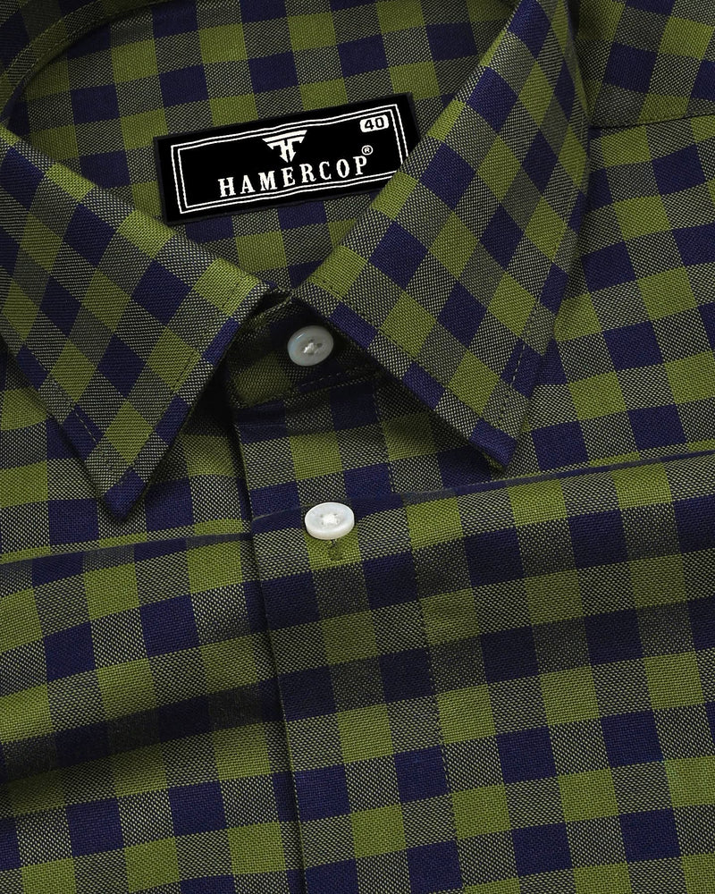 Bandon Green With Blue Check Oxford Cotton Shirt