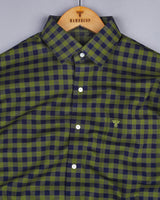 Bandon Green With Blue Check Oxford Cotton Shirt