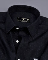 Argon Black With White Dotted Dobby Self Stripe Cotton Shirt