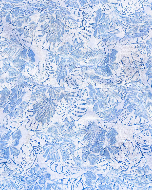 Blue Split Leaf Printed Amsler Cotton Shirt