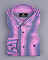 Candida Pink With Blue Bengal Stripe Oxford Cotton Shirt