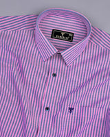 Candida Pink With Blue Bengal Stripe Oxford Cotton Shirt