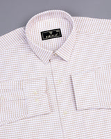 Dusty White With Cream Check Oxford Cotton Formal Shirt