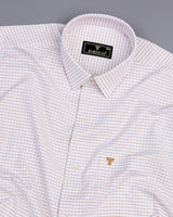 Dusty White With Cream Check Oxford Cotton Formal Shirt