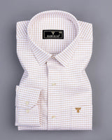 Dusty White With Cream Check Oxford Cotton Formal Shirt