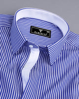 Oracle Blue With White Dobby Stripe Designer Formal Shirt