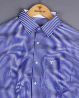 Oracle Blue With White Dobby Stripe Designer Formal Shirt