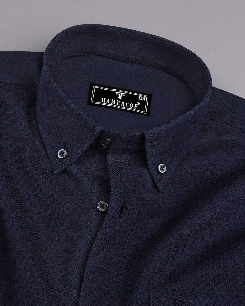 Stark NavyBlue Dobby Textured Premium Cotton Shirt