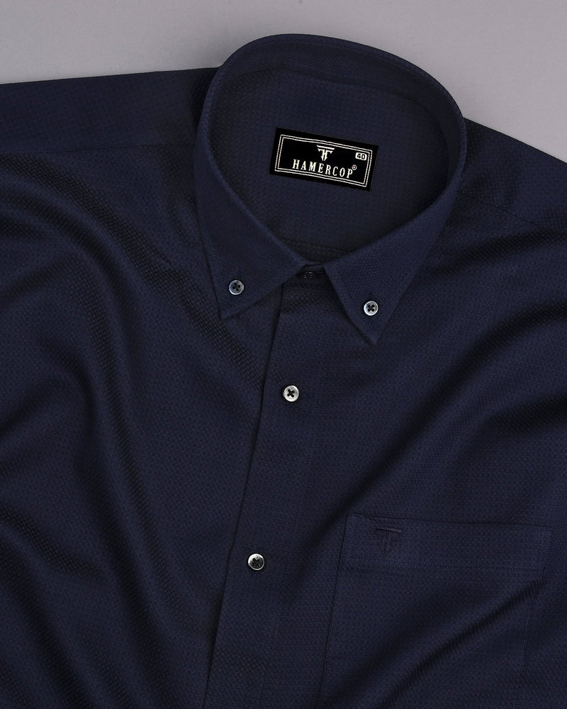 Stark NavyBlue Dobby Textured Premium Cotton Shirt