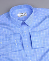 SkyBlue With White Twill Check Premium Giza Formal Shirt