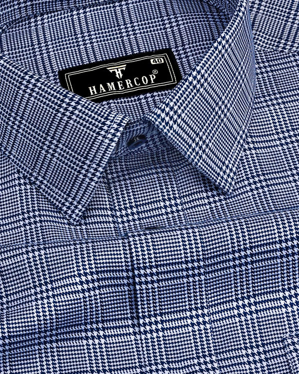 Pinacle Blue Houndstooth Check Premium Giza Shirt