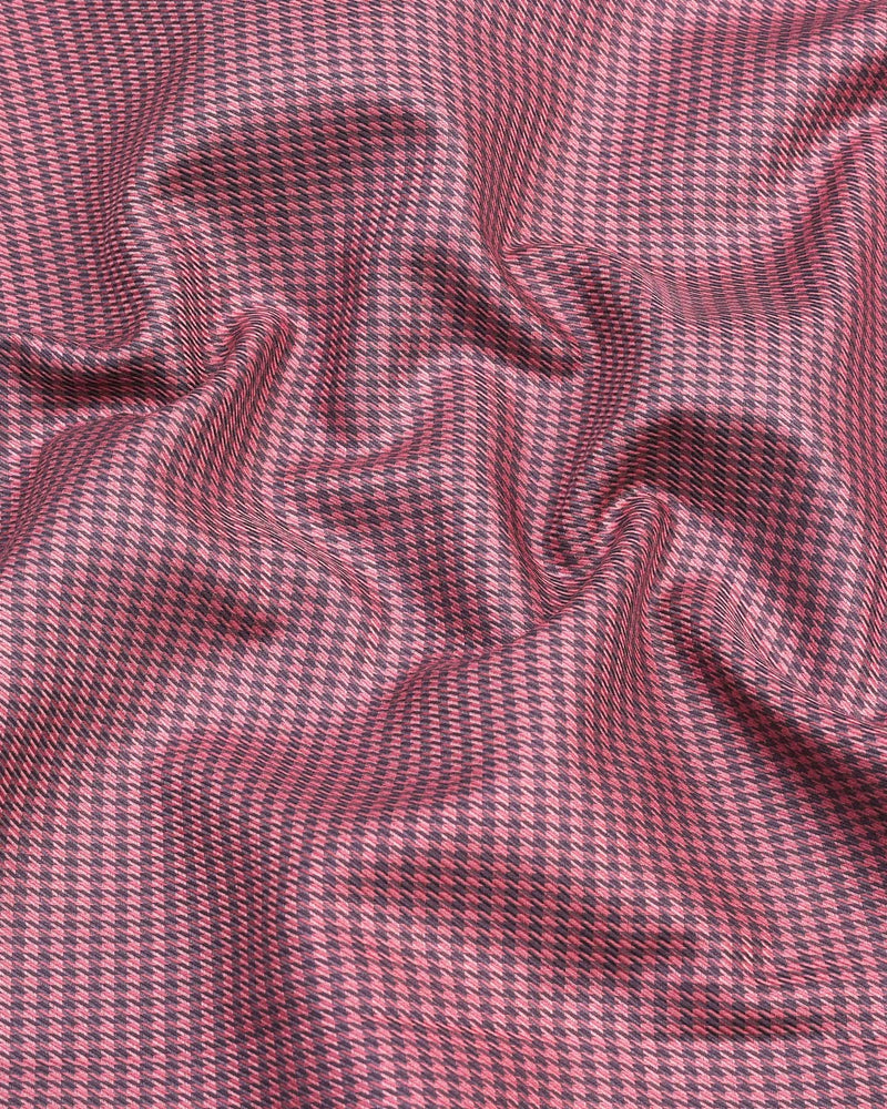 Mersin Onion Pink With Gray Houndstooth Premium Giza Shirt