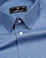 Mersin SkyBlue With Gray Houndstooth Premium Giza Shirt