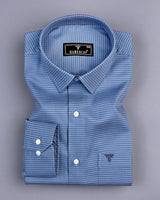 Mersin SkyBlue With Gray Houndstooth Premium Giza Shirt