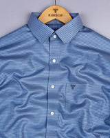 Mersin SkyBlue With Gray Houndstooth Premium Giza Shirt