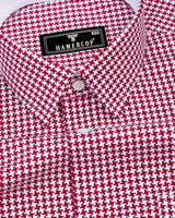 Inox Blood Red Houndstooth Dobby Giza Cotton Designer Shirt