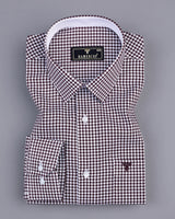 Inox Burgundy Houndstooth Dobby Giza Cotton Designer Shirt