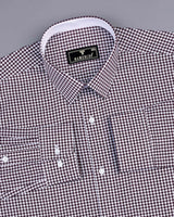 Inox Burgundy Houndstooth Dobby Giza Cotton Designer Shirt