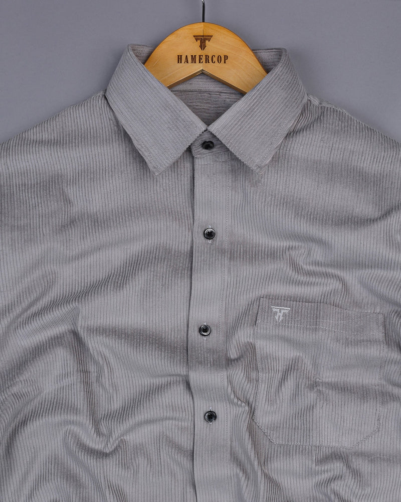 Owl Gray Corduroy Premium Cotton Solid Shirt