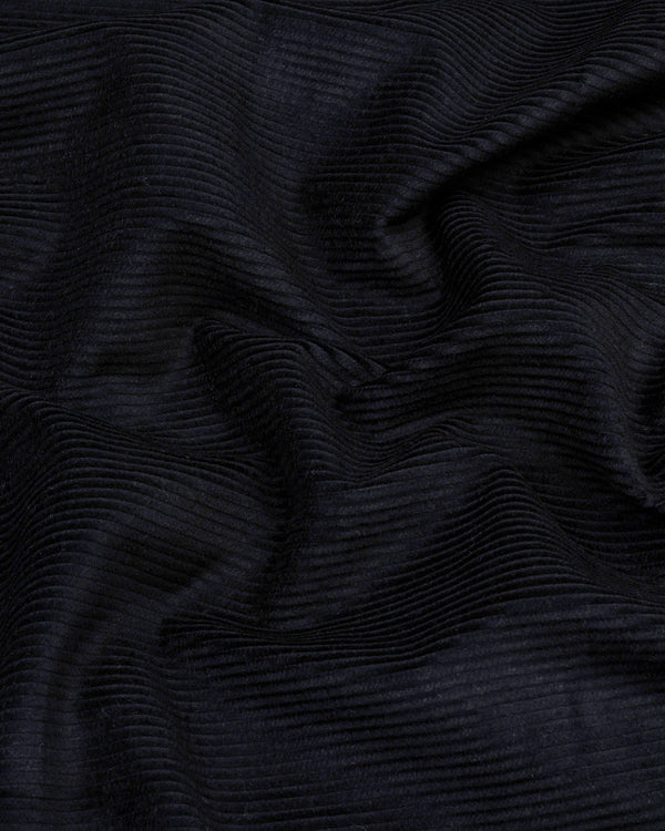 Spider Black Corduroy Premium Cotton Solid Shirt