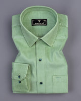 Pista Lime Green Corduroy Premium Cotton Solid Shirt