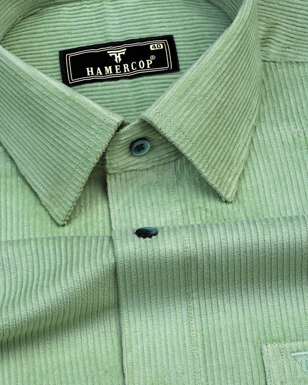 Pista Lime Green Corduroy Premium Cotton Solid Shirt