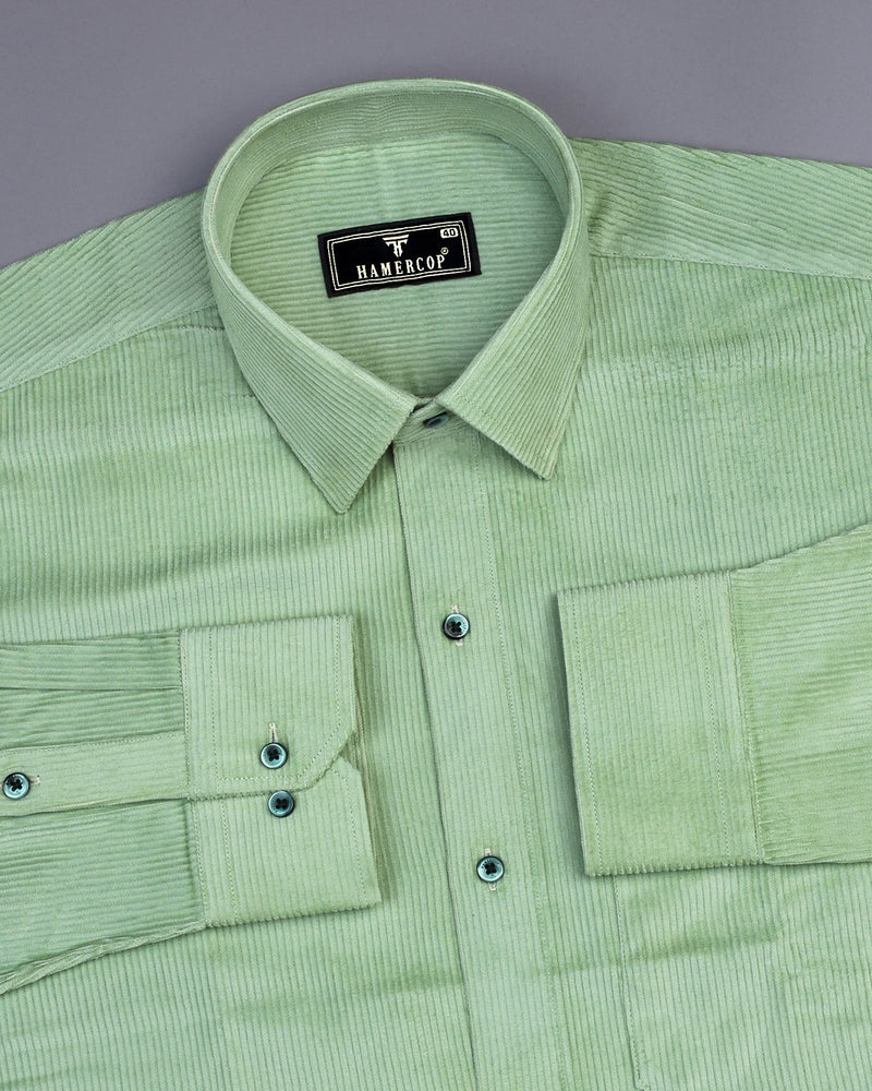 Pista Lime Green Corduroy Premium Cotton Solid Shirt