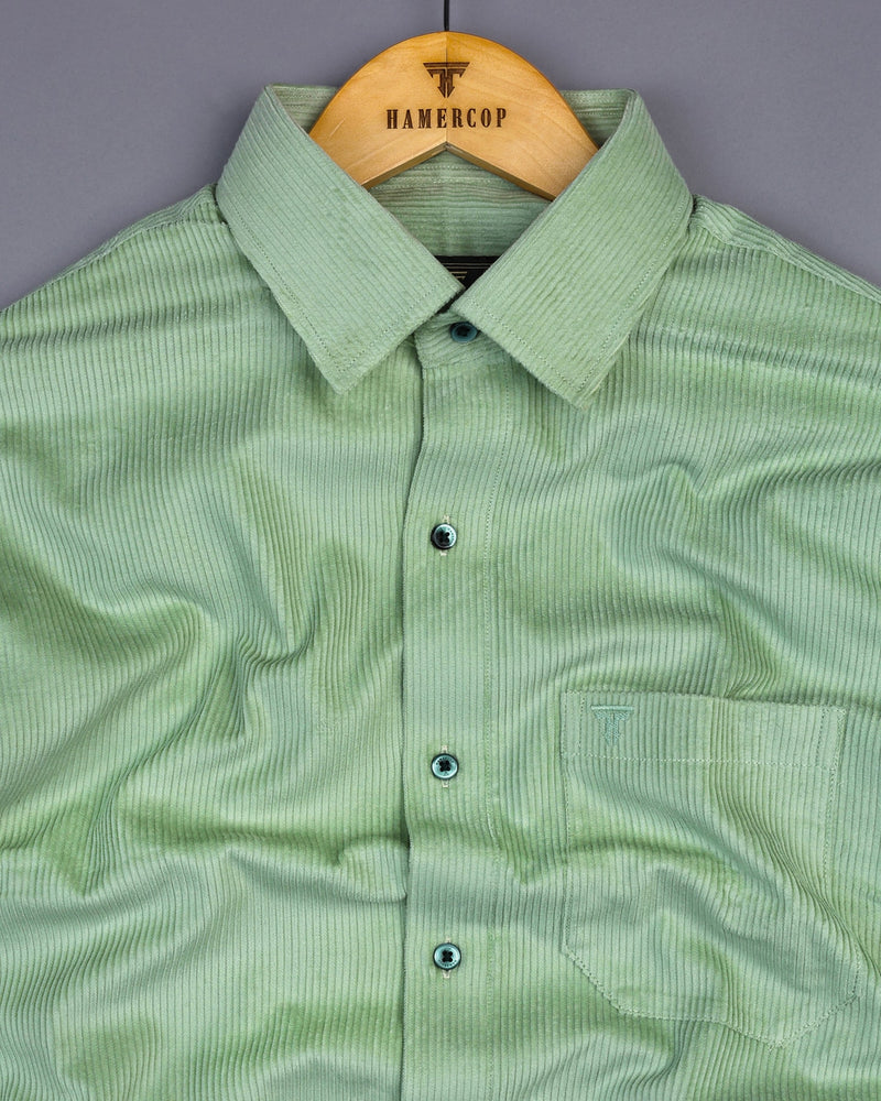 Pista Lime Green Corduroy Premium Cotton Solid Shirt