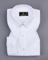 Pearl White Corduroy Premium Cotton Solid Shirt