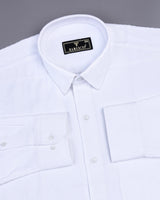 Pearl White Corduroy Premium Cotton Solid Shirt