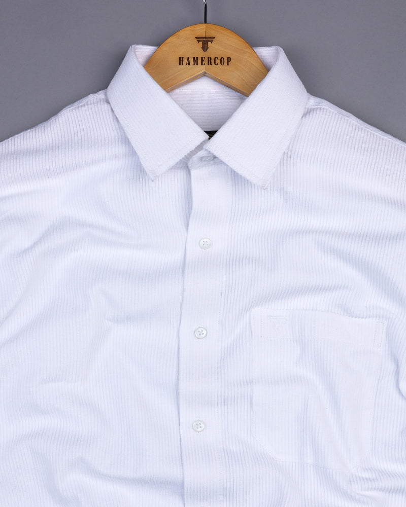 Pearl White Corduroy Premium Cotton Solid Shirt