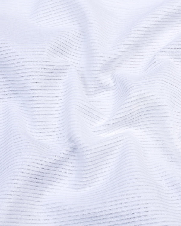 Pearl White Corduroy Premium Cotton Solid Shirt