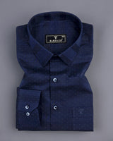 NavyBlue Weft Stripe With White Dotted Premium Dobby Cotton Shirt