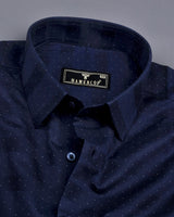 NavyBlue Weft Stripe With White Dotted Premium Dobby Cotton Shirt