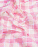 Eliston Pink With Cream Dobby Check Cotton Shirt