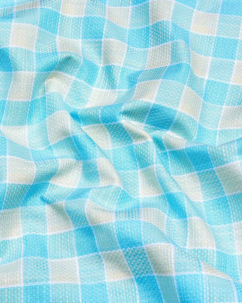 Eliston Skyblue With Cream Dobby Check Cotton Shirt