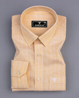 Lossy Cream With White Stripe Linen Cotton Formal Shirt